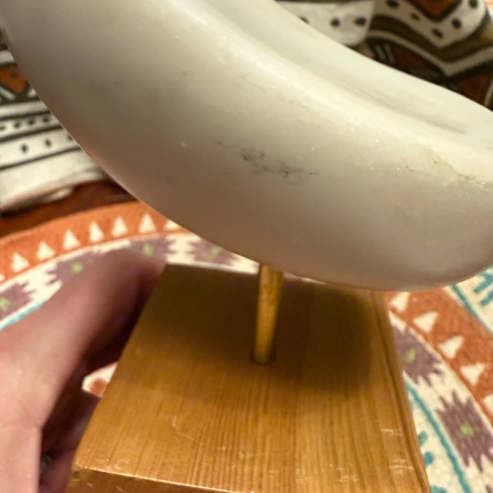 Crate&Barrel Wooden Base marble Lockhart bean sculpture